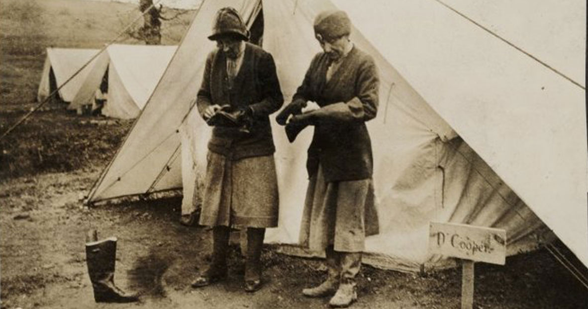 From Lilian Violet Cooper to Australia’s other pioneering female military surgeons of World War I. Image: Fig. 1. Cooper and Bedford outside their tent in Serbia. Photo courtesy of the Alexander Turnbull Library New Zealand.